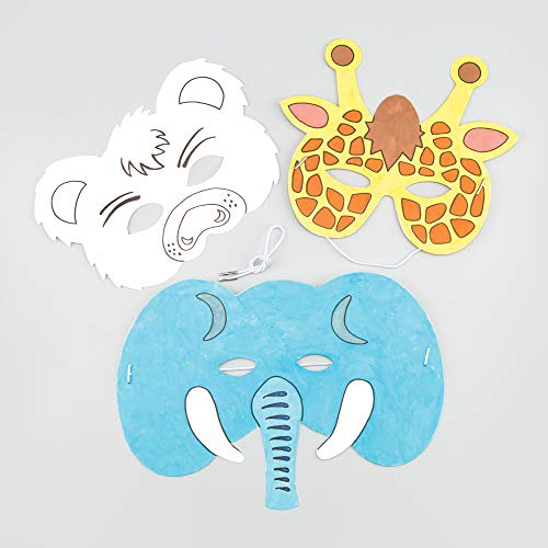 Baker Ross Animal Colour-In Masks for Kids - DIY Party Supplies (8 Pack)