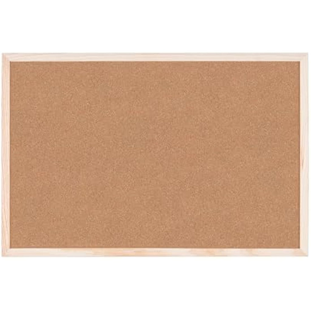 Bi-Office Cork Board – Natural Wood Frame Pin Board, 60 x 40 cm