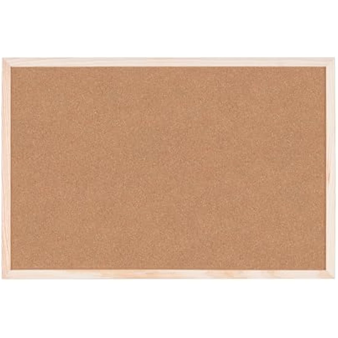 Bi-Office Cork Board – Natural Wood Frame Pin Board, 60 x 40 cm