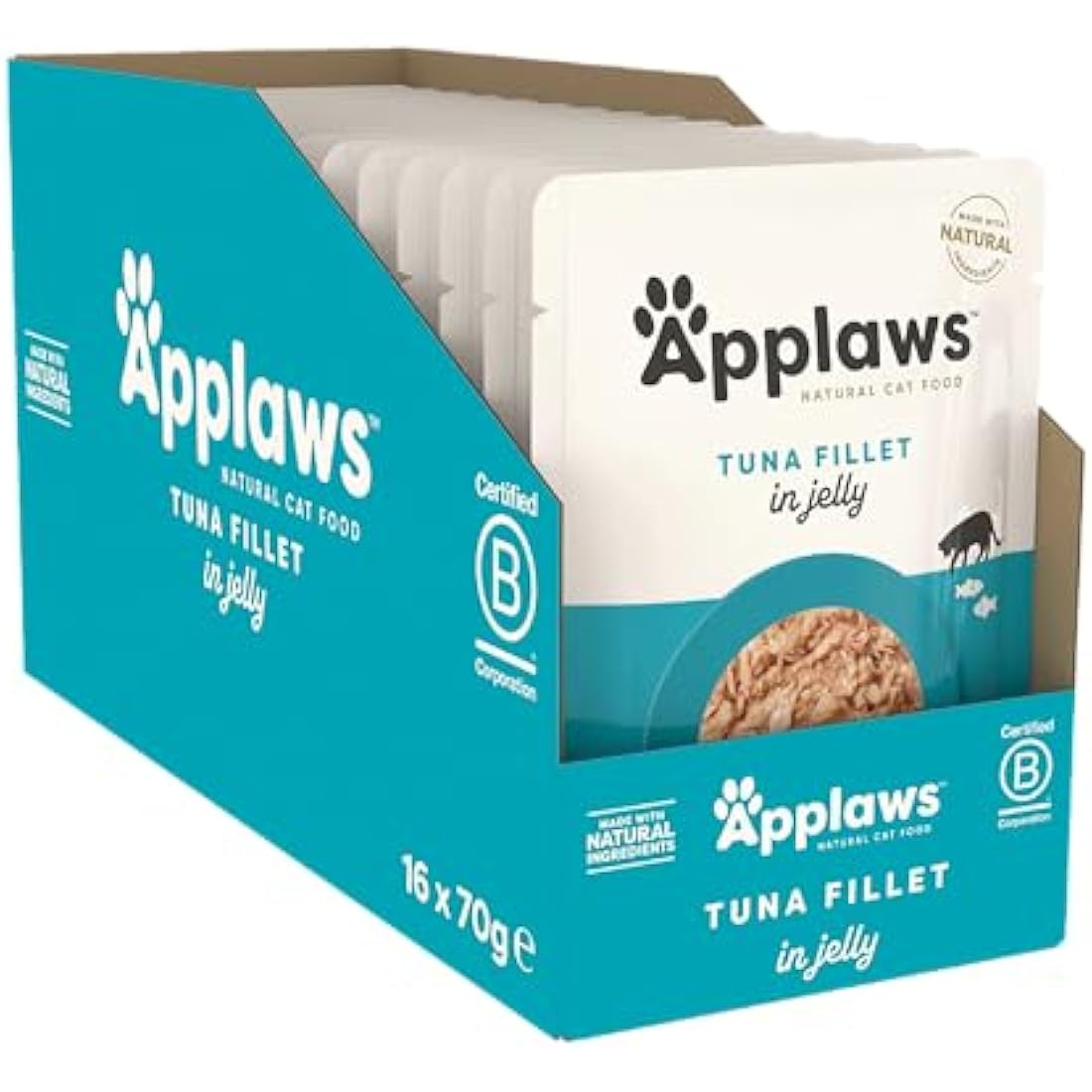 Applaws Natural Wet Cat Food – Tender Tuna in Jelly, 70g (Pack of 16)