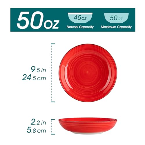Vancasso Bonita Large Pasta Bowls - Set of 6 Ceramic 50 oz Soup Bowls