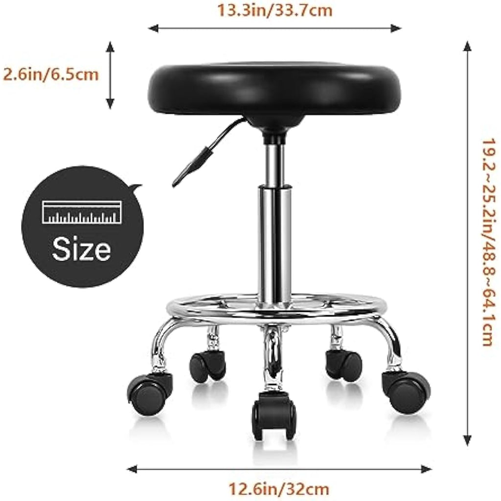 KKTONER PU Leather Rolling Stool - Adjustable Swivel Salon Task Chair