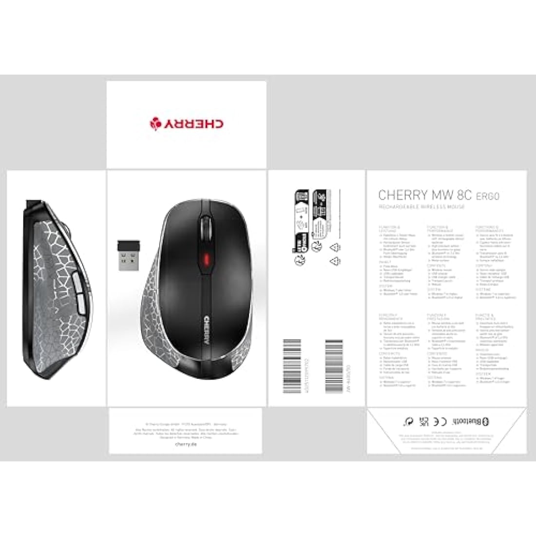 CHERRY MW 8C ERGO Wireless Ergonomic Mouse | Bluetooth & 2.4GHz