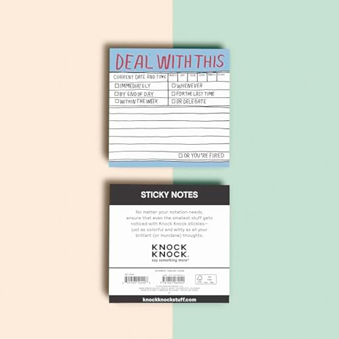 Knock Knock Deal With This Sticky Notes – 8-Pack Hand-Lettered To-Do Pads