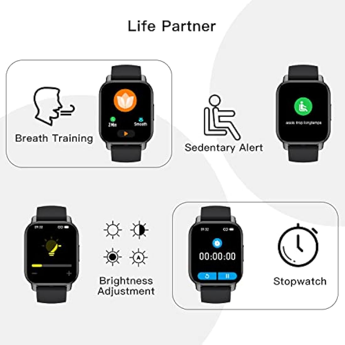Popglory Smart Watch - 1.85" Fitness Tracker with Bluetooth Calling