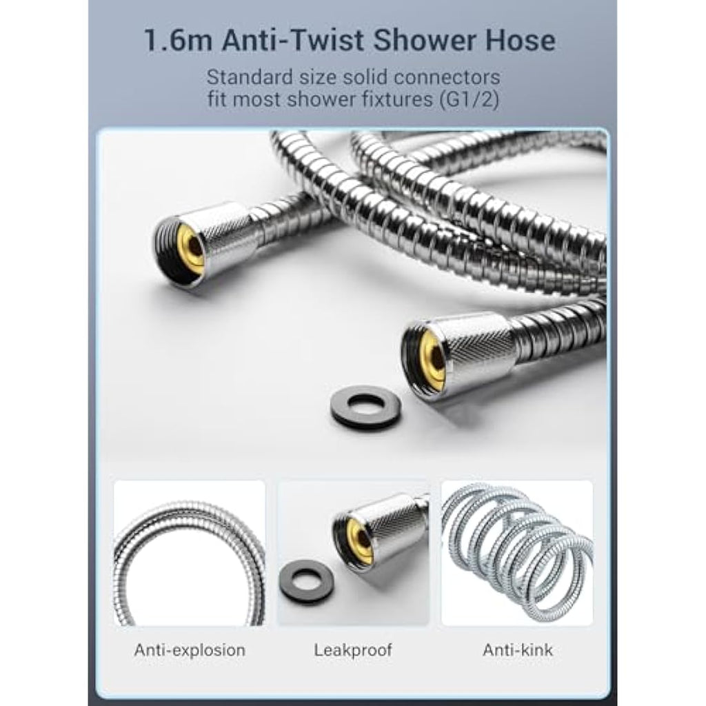 High Pressure Filtered Shower Head with 1.6m Hose | 6 Modes