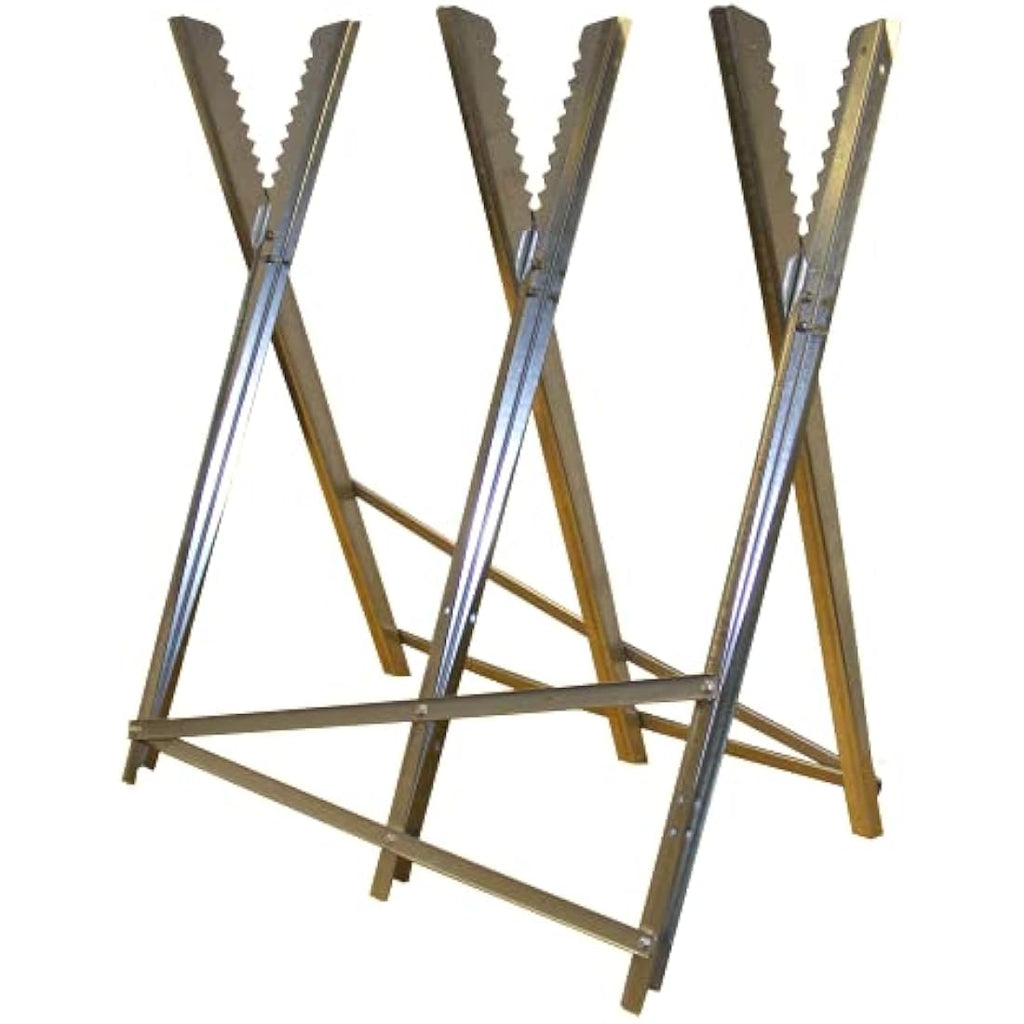 RocwooD Heavy Duty Metal Saw Horse – Foldable Steel Log Cutting Stand