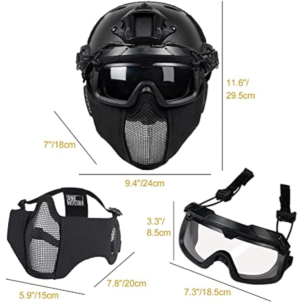 OneTigris Airsoft Fast Helmet | Full Face Tactical Mask and Goggles