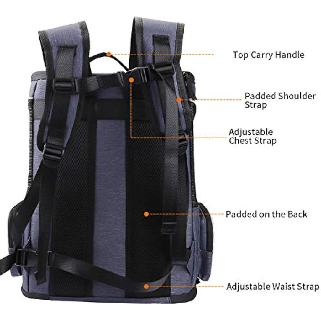 Morpilot Foldable Cat Carrier Backpack – Ventilated Pet Travel Bag, Blue