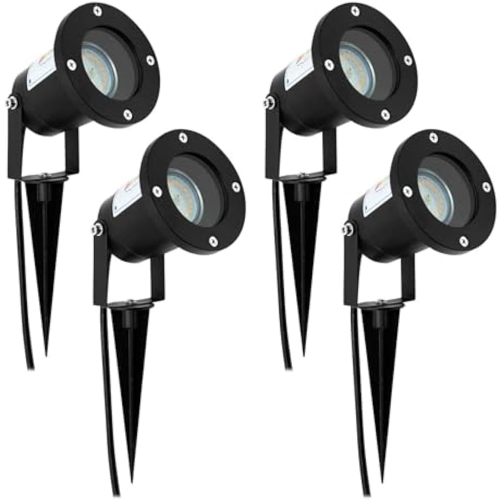 Wondlumi 4-Pack GU10 Garden Spike Lights | IP65 Waterproof Outdoor Spotlights
