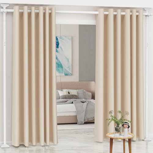 WELDUN Floor Standing Room Divider Curtain Rod – No Drill Heavy Duty White
