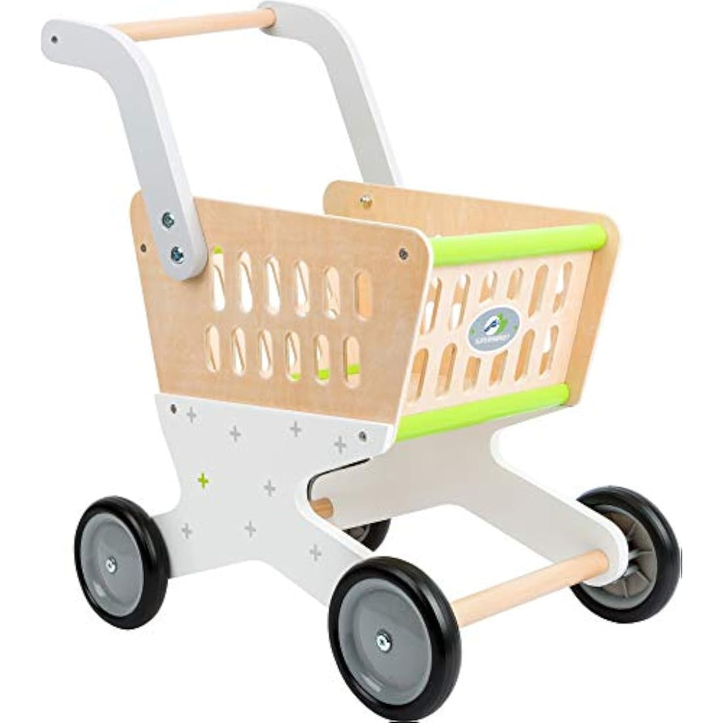 Small Foot Wooden Shopping Trolley – Kids Pretend Play Grocery Cart