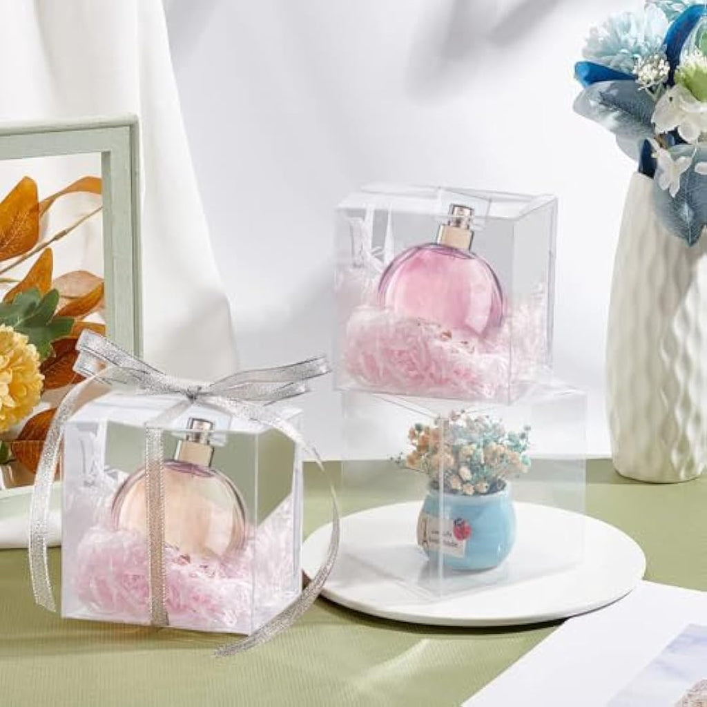 BENECREAT 20PCS Clear PVC Gift Boxes | 10x10x10cm Wedding Favor Boxes