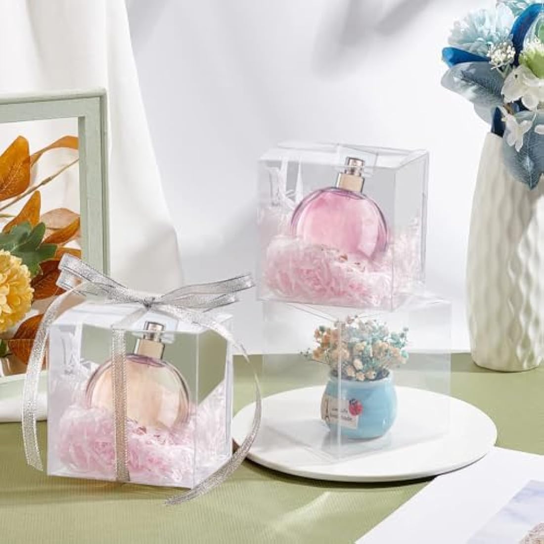 BENECREAT 20PCS Clear PVC Gift Boxes | 10x10x10cm Wedding Favor Boxes