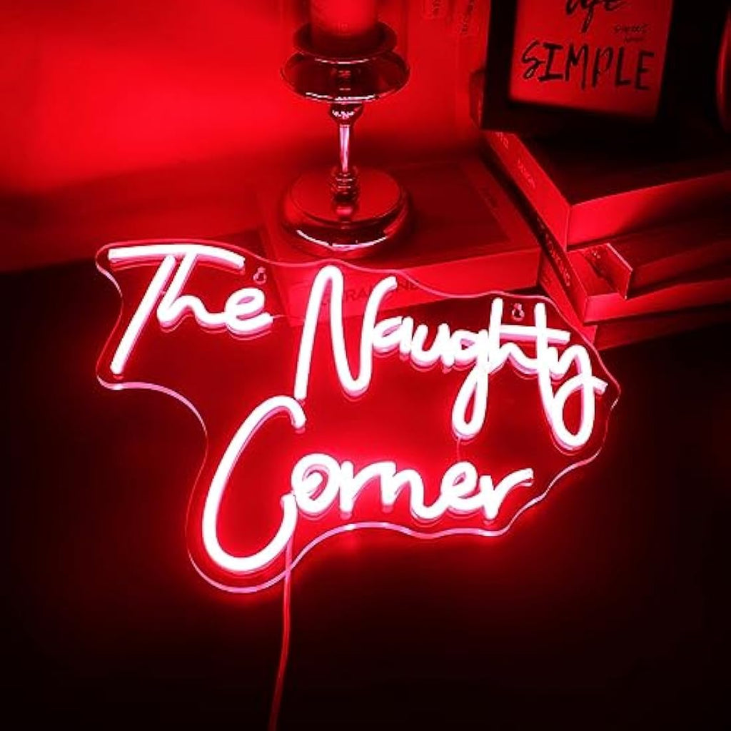 QiaoFei The Naughty Corner LED Neon Sign | USB Powered Wall Decor - Red