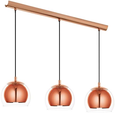 EGLO Rocamar 3-Light Pendant - Copper Steel & Glass Ceiling Light