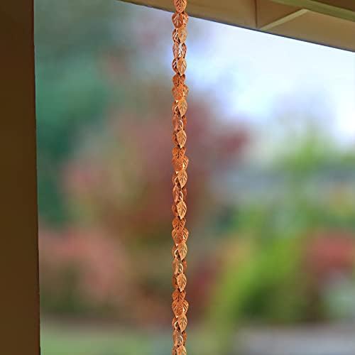 Monarch Copper Cascading Leaves Rain Chain – 8.5ft Gutter Downspout