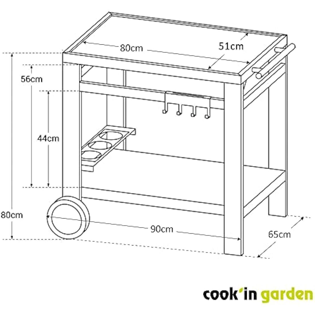 Cook'in Garden Media M Barbecue Grill Trolley - Steel Outdoor Cart