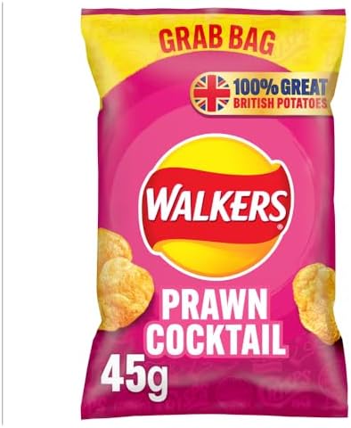 Walkers Prawn Cocktail Potato Crisps – 32 x 45g Bulk Multipack