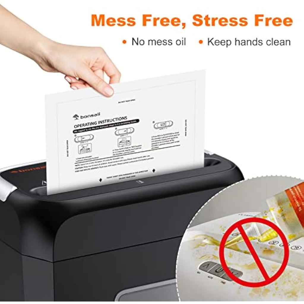 Bonsaii Paper Shredder Lubricant Sheets – 12 Pack Blade Care Cleaner