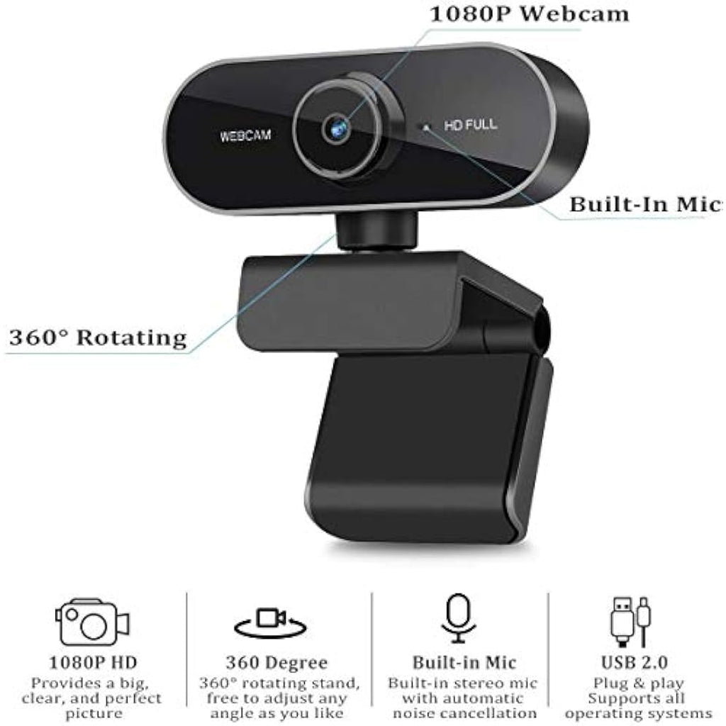 1080P Full HD Webcam with Privacy Cover and Tripod