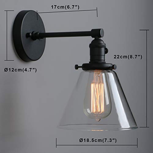Phansthy Industrial Glass Wall Sconce – Vintage Brass & Black Light