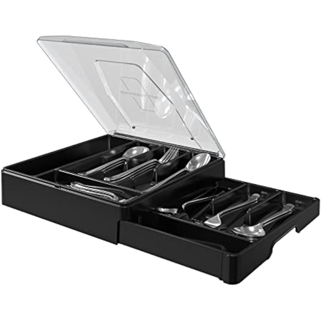 WURDON 2-Tier Silverware Organizer with Lid – 9 Compartment Cutlery Tray