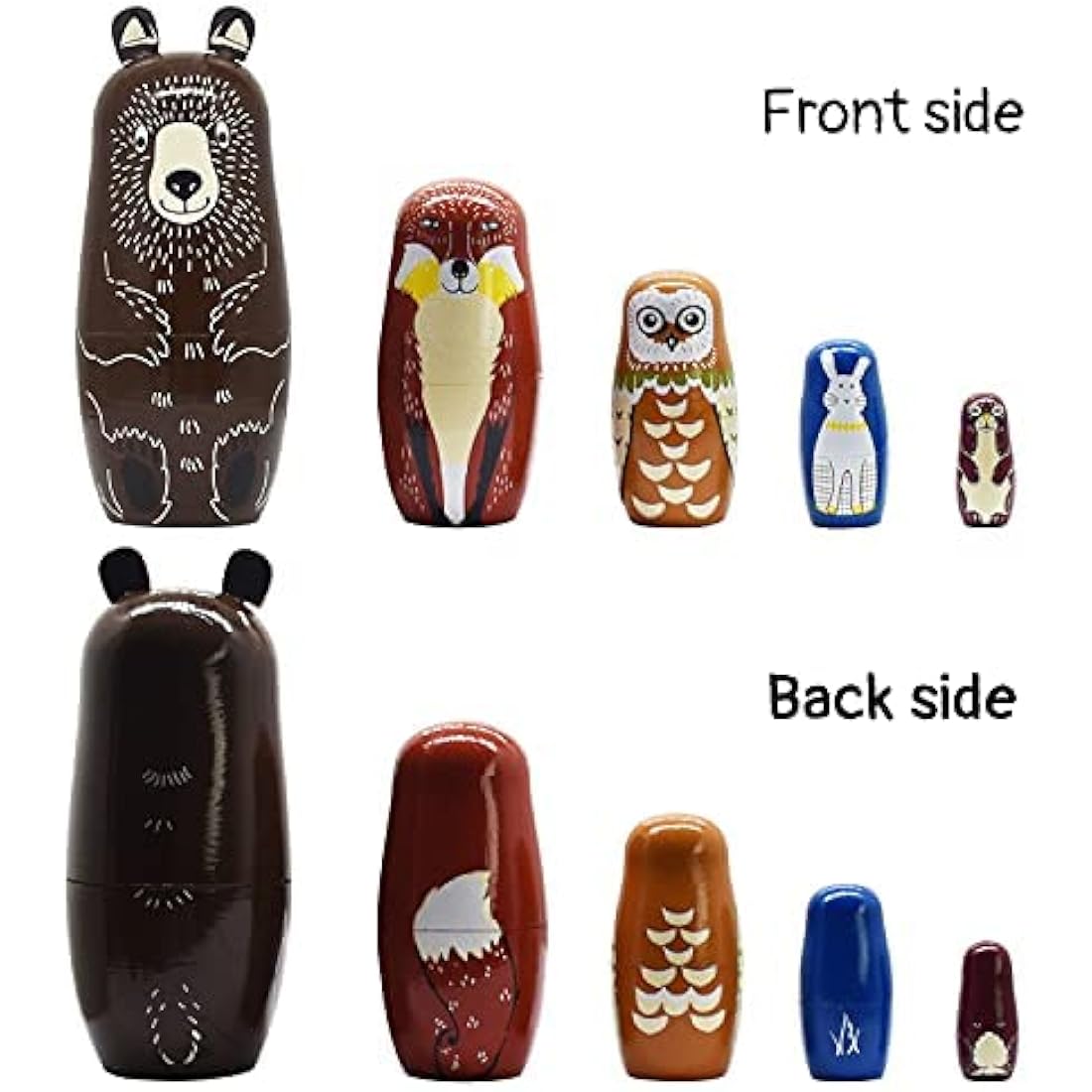 ELUTONG Russian Nesting Dolls – 5pc Handmade Wooden Bear Matryoshka