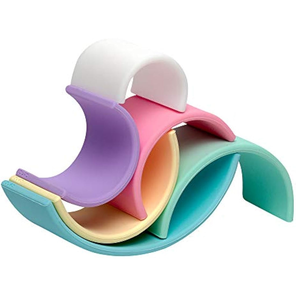 dëna Rainbow Silicone Toy – Pastel Open-Ended Stacking & Teething Toy