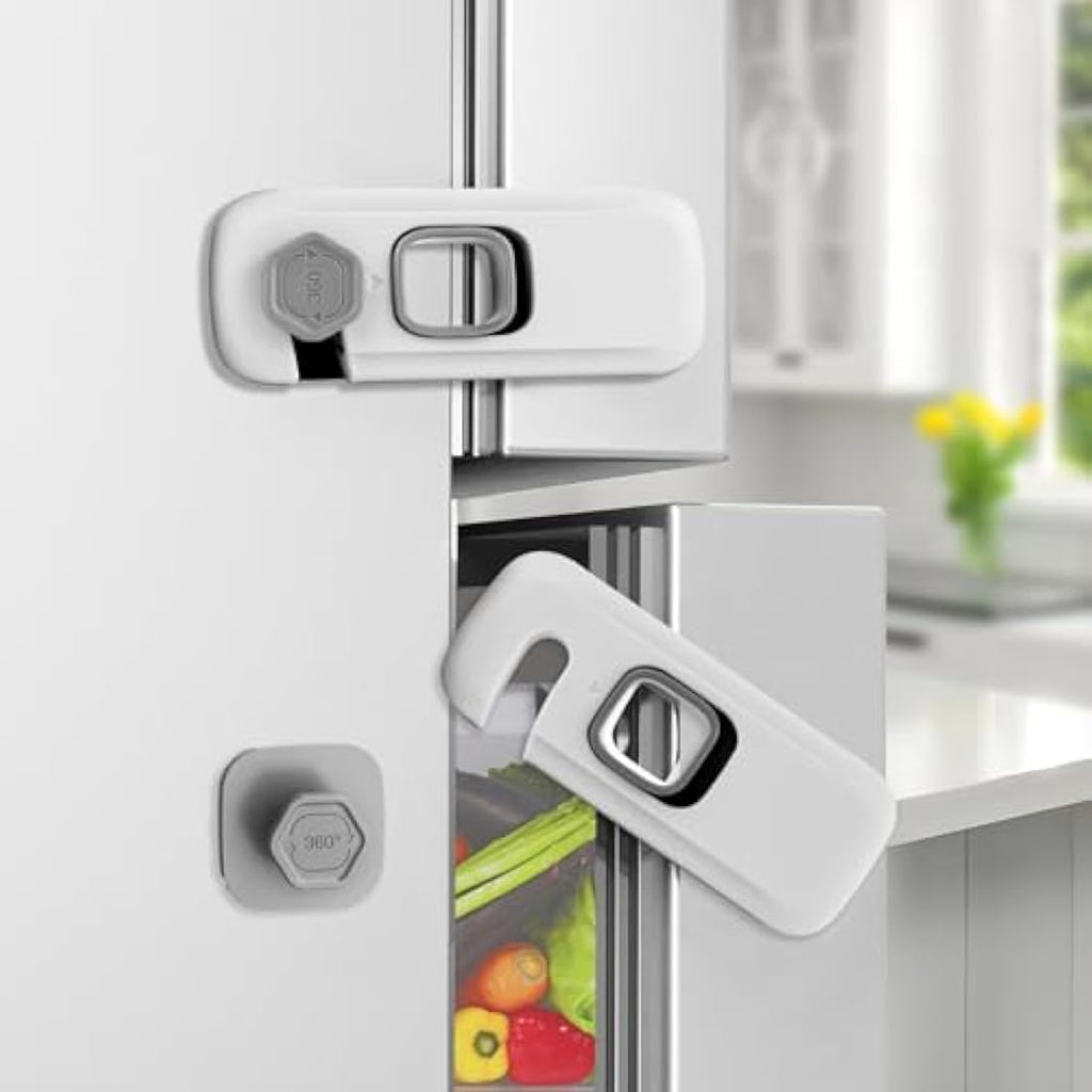 BECOMTO Childproof Refrigerator Locks | 5-Pack Grey Baby Safety Latches