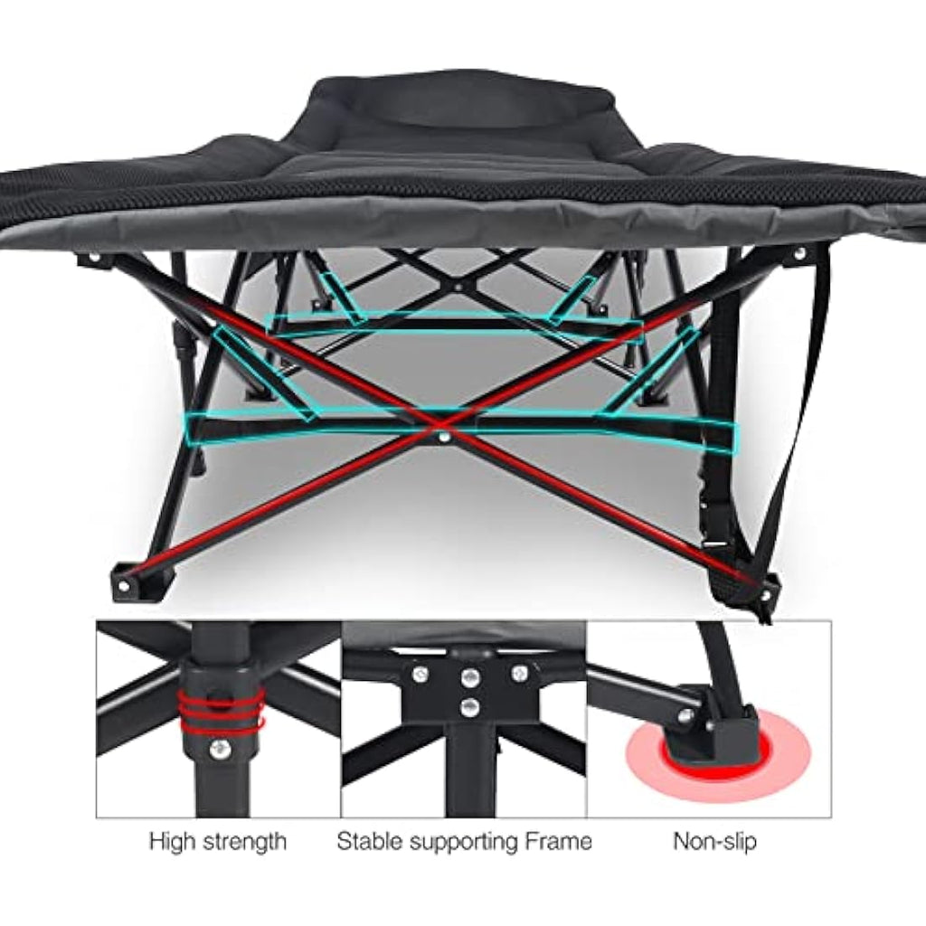 REDCAMP Heavy Duty Folding Camping Cot | Extra Wide Bed with Cushion