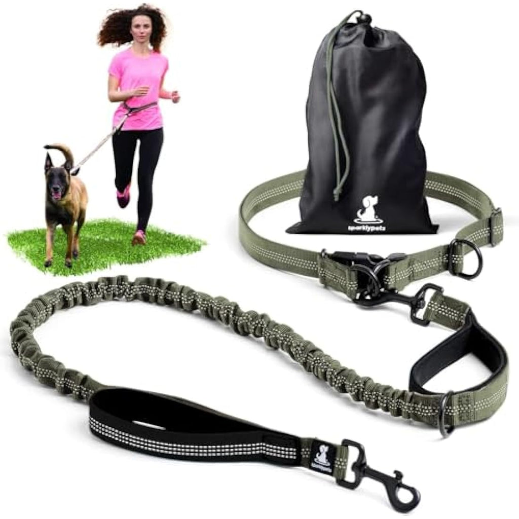 SparklyPets Hands-Free Dog Lead – Reflective Bungee Leash for Large Dogs