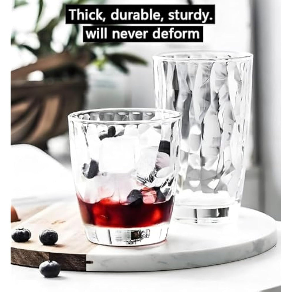 VeiledGem Unbreakable Tritan Drinking Glasses – 15oz Shatterproof Set of 6