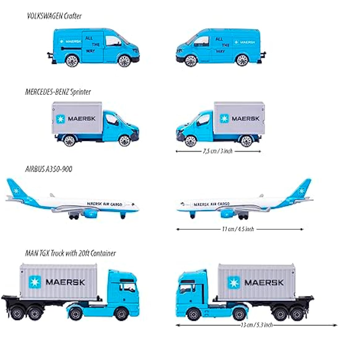 Majorette Maersk Transport Gift Set – 4 Die-Cast Model Vehicles