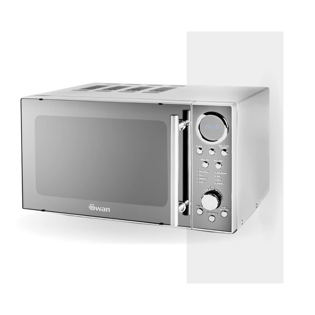 Swan 20L Digital Microwave – 800W with Mirrored Door and 10 Power Levels
