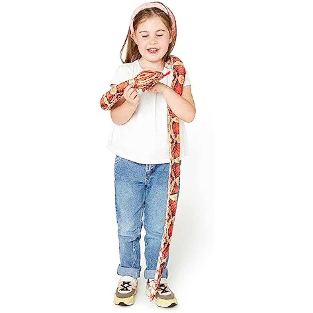 Zappi Co Orange Corn Snake Plush Toy – 180cm Realistic Stuffed Animal