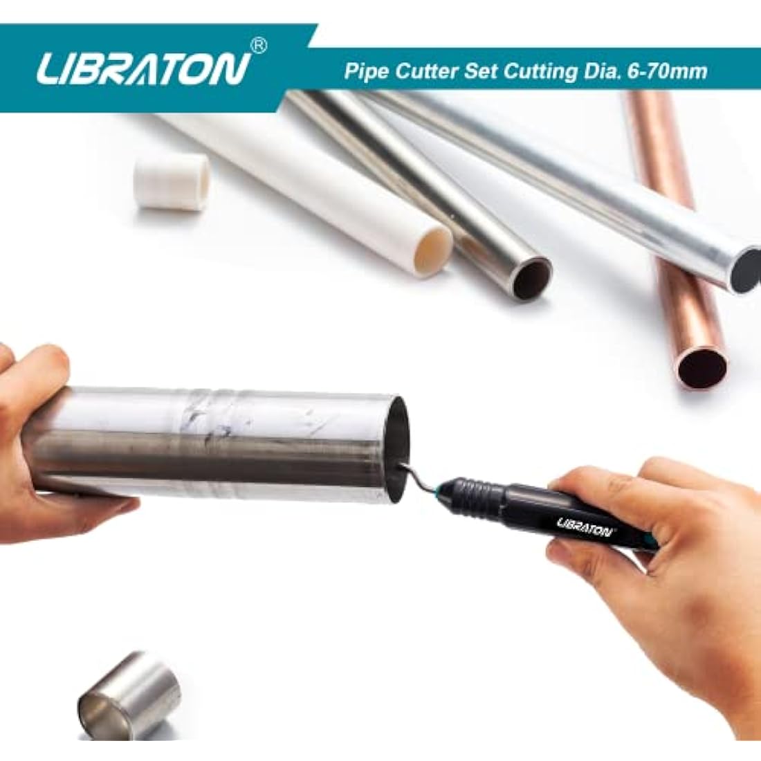 Libraton Heavy-Duty Pipe Cutter 6-70mm with Deburring Tool for Copper