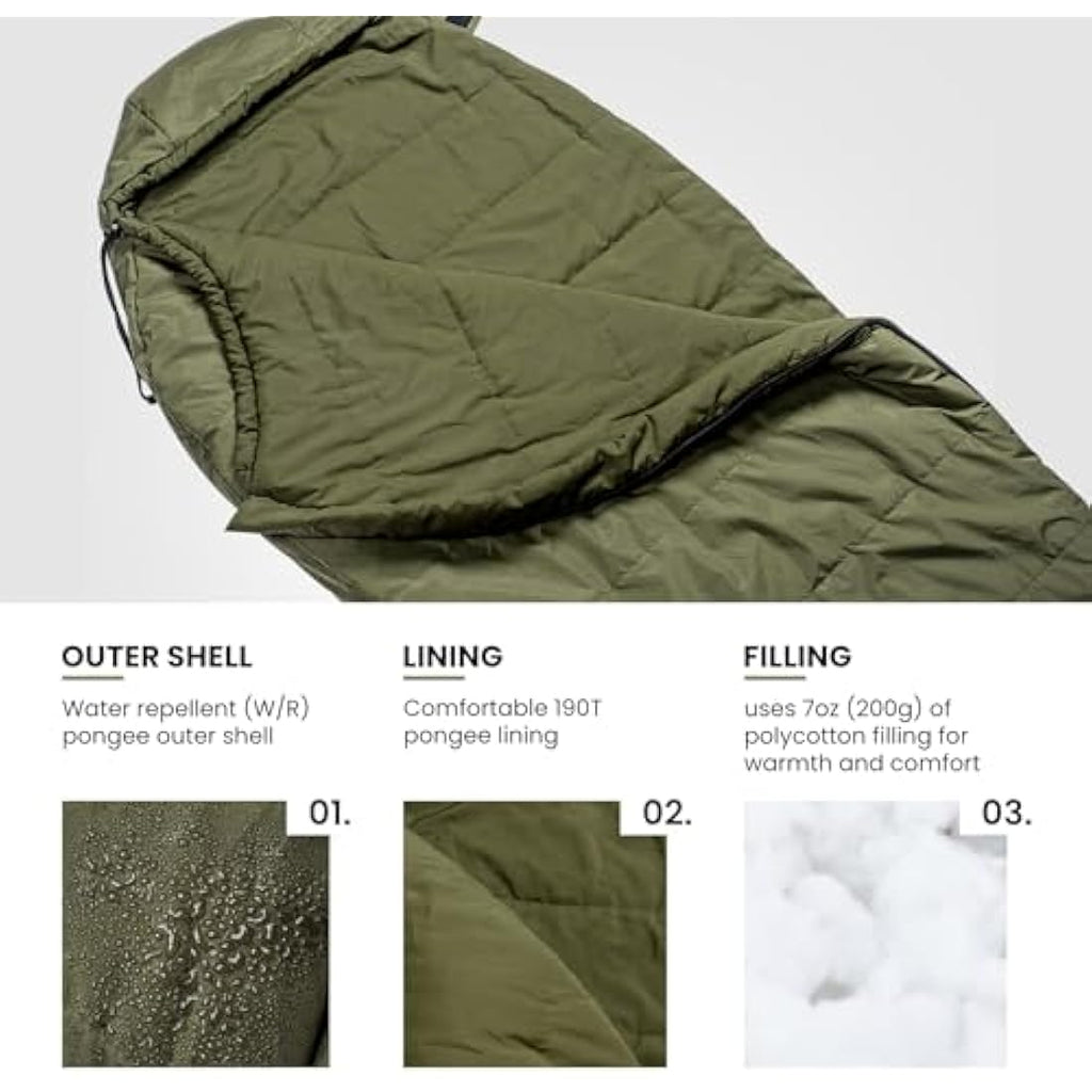 OneTigris Mummy Sleeping Bag – 3-Season Water Repellent Survival Gear
