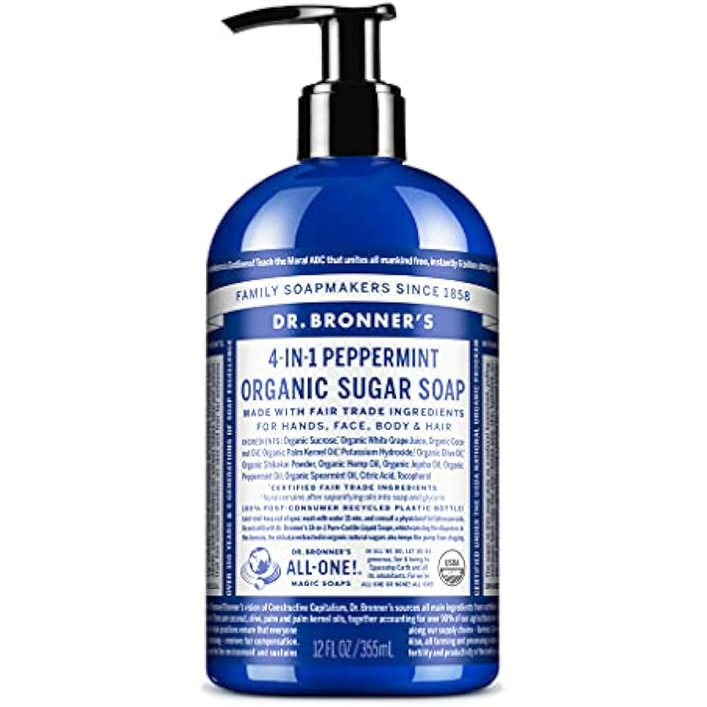 Dr. Bronner's Organic Peppermint 4-in-1 Soap | 335ml Pump Bottle