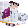 DUAIU 15-Piece Marble Makeup Brush Set with Storage Bucket | White
