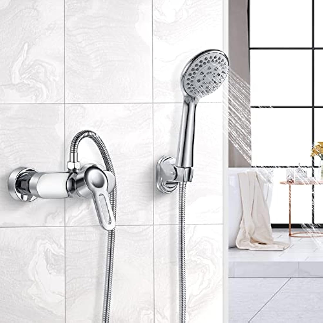 Chrome Shower Mixer Tap | Wall Mounted Brass Valve