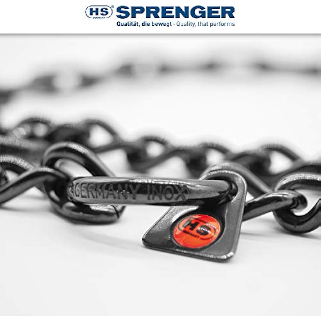 Sprenger Stainless Steel Dog Necklace – Black Training Collar for Dogs 55cm