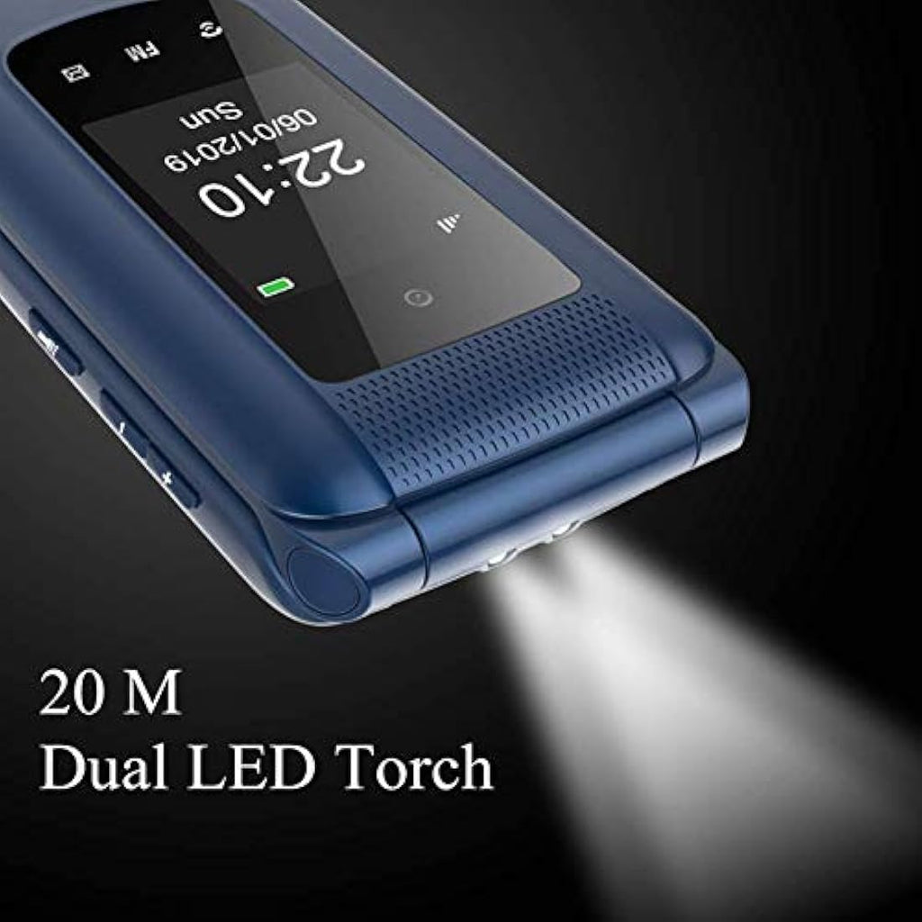 Uleway Unlocked Flip Phone for Elderly – Big Button Senior Mobile (Blue)