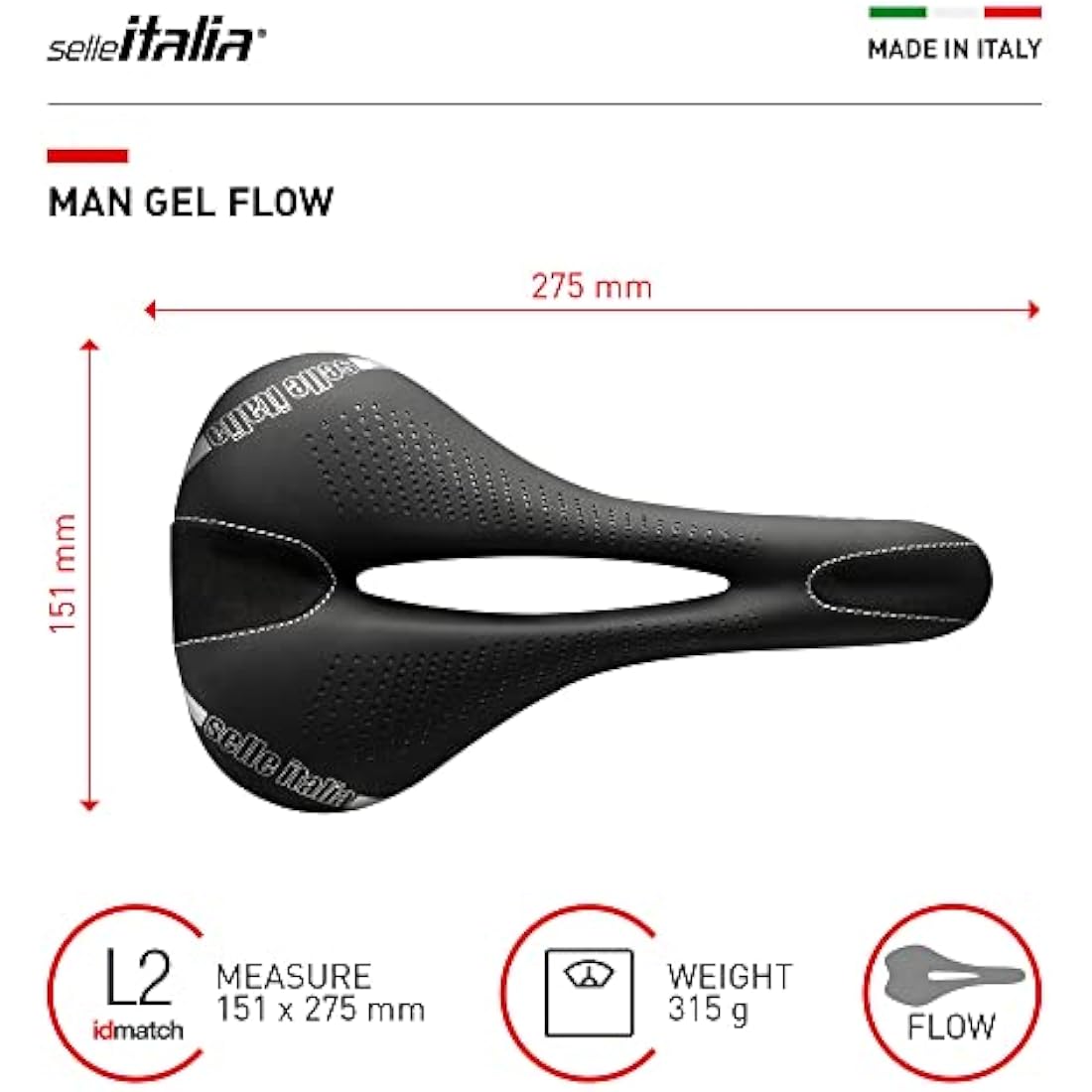 Selle Italia Man Gel Flow Road Bike Saddle – Fiber-Tek Manganese Rail