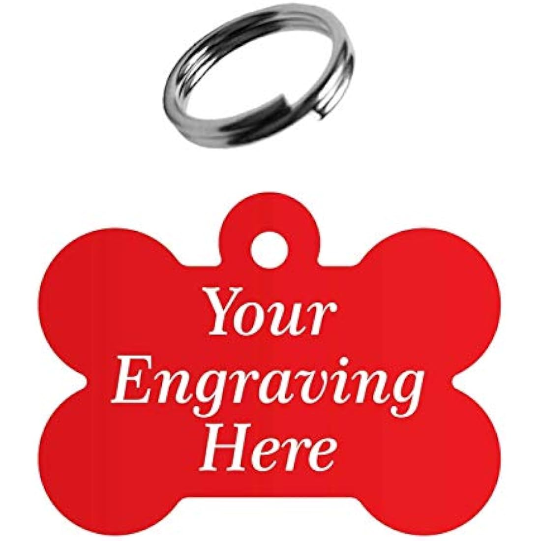 Personalised Bone Dog ID Tag – Engraved Anodised Red Pet Tag