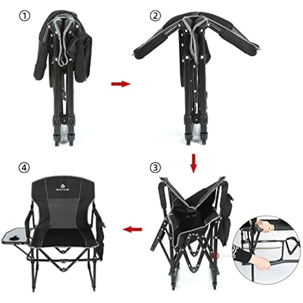 Rock Cloud Folding Camping Chair with Side Table and Storage Pocket