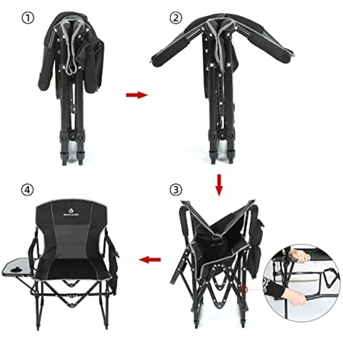 Rock Cloud Folding Camping Chair with Side Table and Storage Pocket