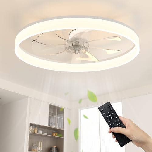 NIORSUN 60cm Smart LED Ceiling Fan with Remote | 6-Speed Dimmable White