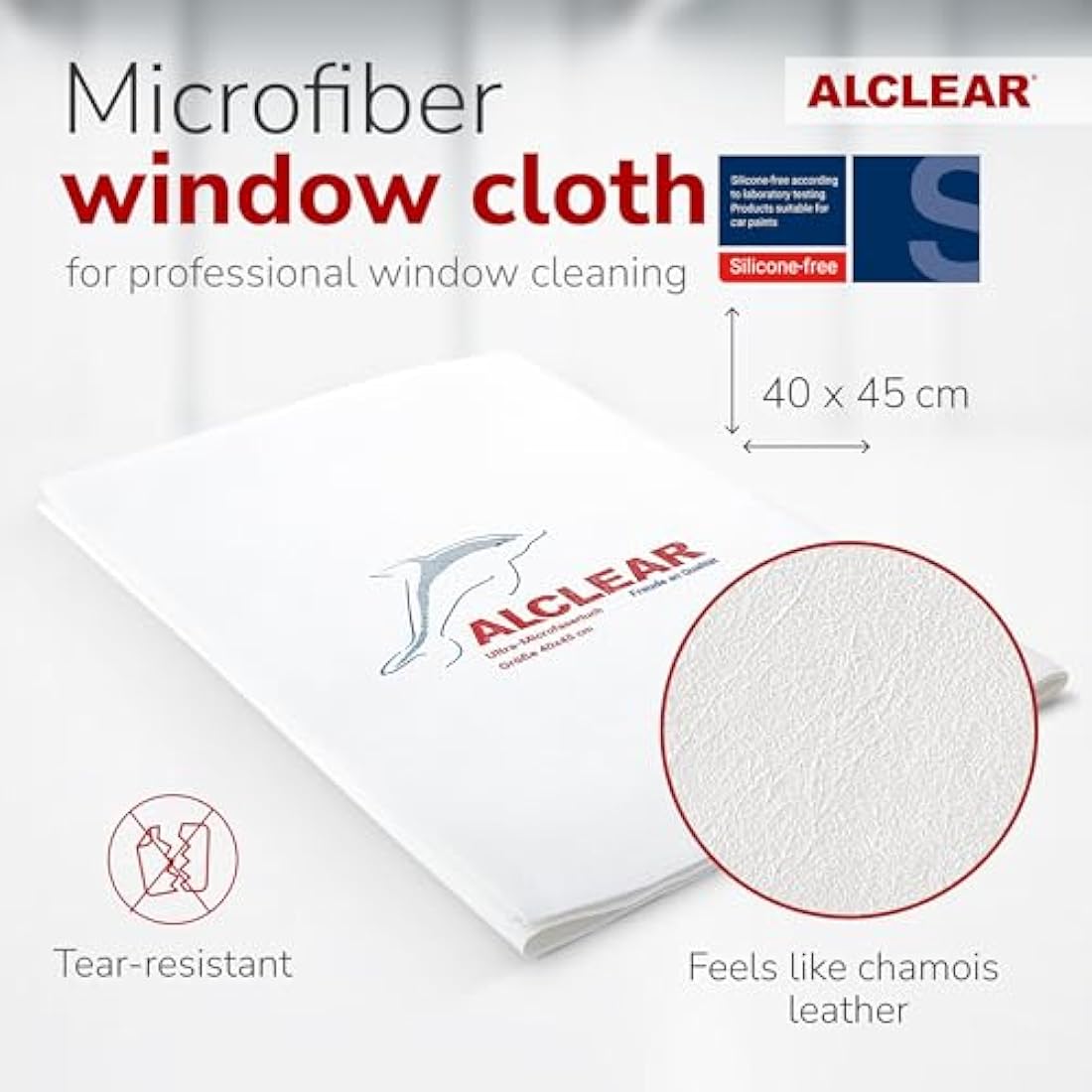 ALCLEAR Microfiber Glass Cloth Set - 5 Pack Lint-Free Window Cloths