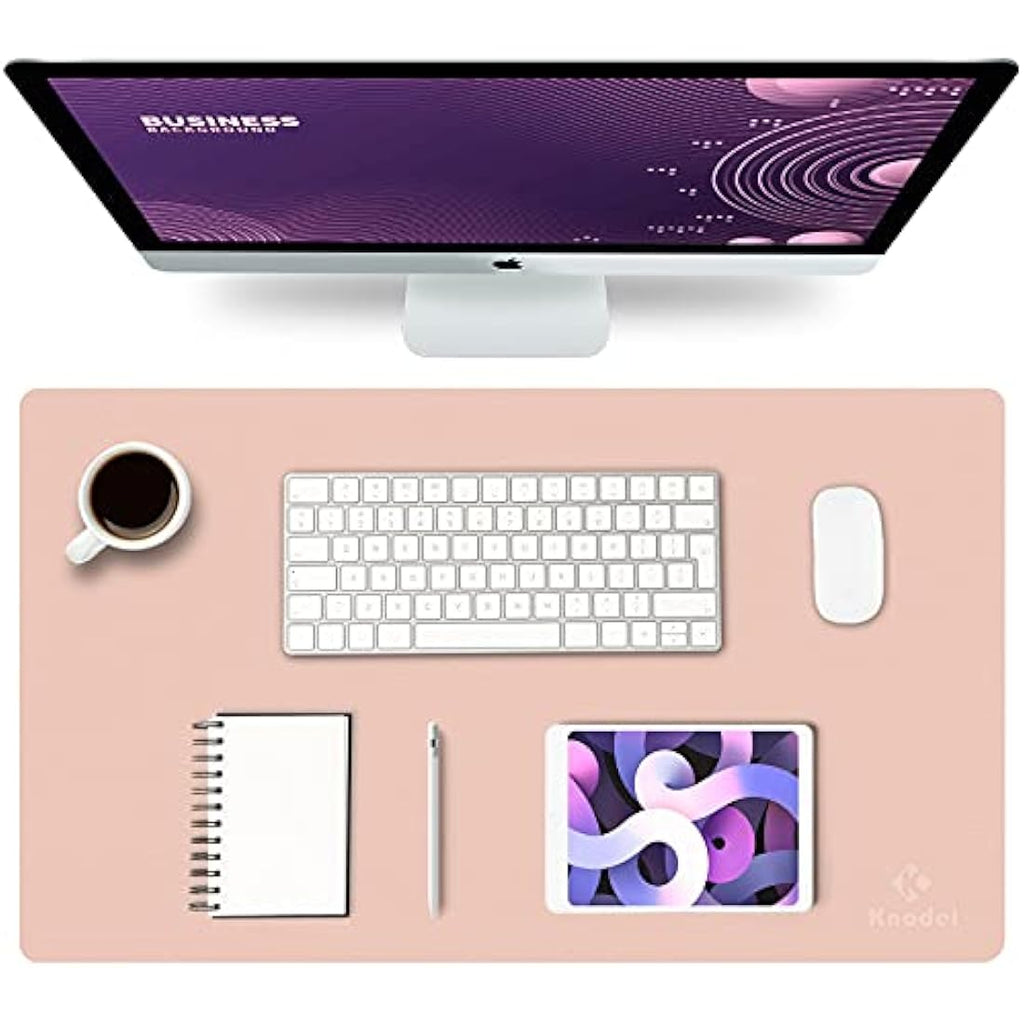 K KNODEL Leather Desk Mat – Dual-Sided Office Mouse Pad, Pink (60x35cm)